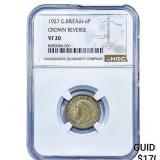 1927 Great Britain Silver 6 Pence NGC VF20