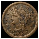 1853 Braided Hair Large Cent CLOSELY  UNCIRCULATE