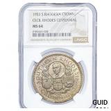 1953 S. Rhodesia Silver Crown NGC MS64