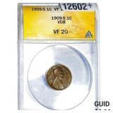 1909-S Wheat Cent ANACS VF20 VDB