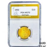 1992 $10 Gold American Eagle 1/4oz PGA MS70