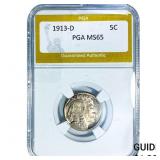 1913-D Buffalo Nickel PGA MS65