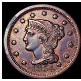 1854 Braided Hair Large Cent CLOSELY UNCIRCULATED