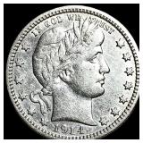 1914 Barber Silver Quarter NEARLY UNCIRCULATED