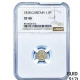 1838 Great Britian Silver 1.5 Pence NGC XF40