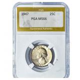 1947 Washington Silver Quarter PGA MS66