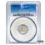 1938-D Mercury Silver Dime PCGS MS65