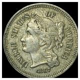1867 Nickel Three-Cent Piece CHOICE AU