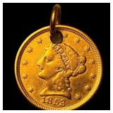 1853 Liberty Head Gold $2.5 Quarter Eagle  HIGH G