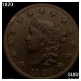 1820 Coronet Head Large Cent HIGH GRADE+