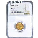 1899 $2.50 Gold Quarter Eagle NGC MS63