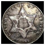 1862 Silver Three-Cent Piece LIGHTLY CIRCULATED