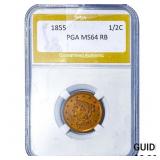 1855 Braided Hair Half Cent PGA MS64 RB