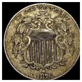 1876 Shield Nickel NEARLY UNCIRCULATED