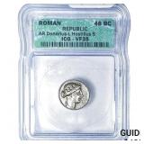 48 BC Roman Republic L. Hostillius Silver Denarius