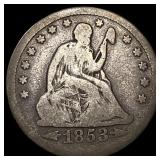 1853 Arrows/Rays Seated Liberty Quarter  LIGHTLY
