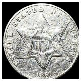 1860 Silver Three-Cent Piece CLOSELY  UNCIRCULATE