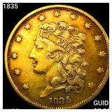 1835 $5 Gold Half Eagle CHOICE AU