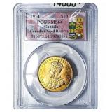 1914 $10 Canada Gold Reserve PCGS MS64