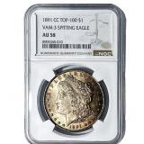 1891-CC Morgan Silver Dollar NGC AU58 VAM-3