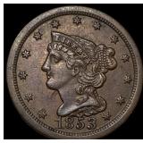 1853 Braided Hair Half Cent CLOSELY  UNCIRCULATED
