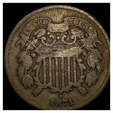 1871 Bronze Two-Cent Piece NEARLY  UNCIRCULATED