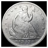 1853 Arrows/Rays Seated Liberty Half Dollar  LIGH