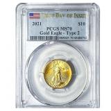 2021 $10 American Eagle 1/4oz PCGS MS70 Type 2