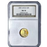 2001 $5 Gold American Eagle 1/10oz NGC MS70