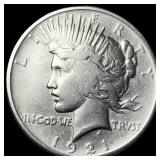 1921 Silver High Relief Peace Dollar NEARLY  UNCI