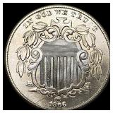 1866 Rays Shield Nickel CHOICE BU