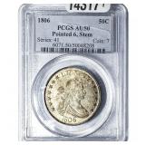 1806 Capped Bust Half Dollar PCGS AU50 Pointed 6,