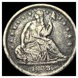 1838 Silver Seated Liberty Half Dime CLOSELY  UNC