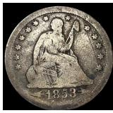 1853 Arrows Seated Liberty Quarter LIGHTLY  CIRCU