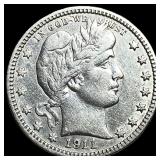 1911-D Barber Silver Quarter CHOICE AU