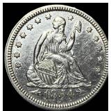 1854 Arrows Silver Seated Liberty Quarter  UNCIRC