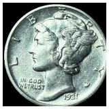 1931-D Silver Mercury Dime CHOICE AU