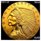 1911-D Strong $2.50 Gold Quarter Eagle CHOICE BU