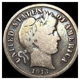 1913-S Silver Barber Dime LIGHTLY CIRCULATED
