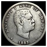 1883 Hawaii Silver 1/4 Dollar NEARLY  UNCIRCULATE