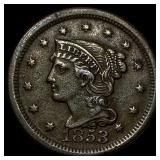1853 Braided Hair Large Cent CLOSELY  UNCIRCULATE