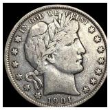 1901 Silver Half Dollar (Barber) NEARLY  UNCIRCUL