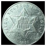 1859 Silver Three-Cent Piece CLOSELY  UNCIRCULATE