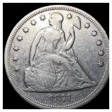 1871 Silver Seated Liberty Dollar NEARLY  UNCIRCU