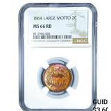 1864 Two Cent Piece NGC MS66 RB Large Motto