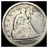 1875-S Silver Twenty Cents NEARLY  UNCIRCULATED