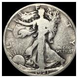 1921-D Silver Walking Liberty Half Dollar  LIGHTL