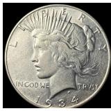 1934-S Silver Peace Dollar CHOICE AU