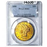 1890 $20 Gold Double Eagle PCGS MS61
