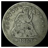1853 Arrows/Rays Seated Liberty Quarter  NICELY C